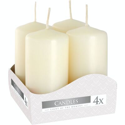PC-03 - Set of 4 Pillar Candles 40x80mm - Ivory - Sold in 3x unit/s per outer