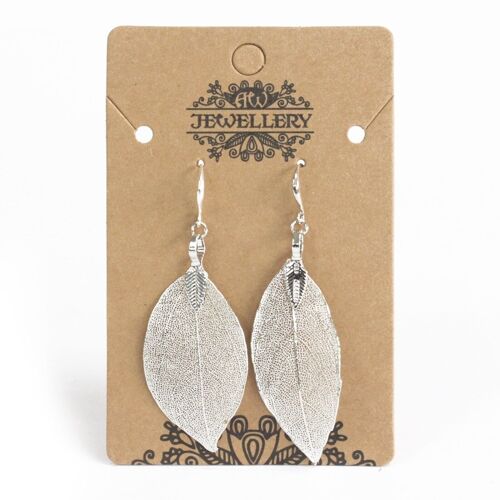 POT-13A - Earrings - Bravery Leaf - Silver - Sold in 1x unit/s per outer