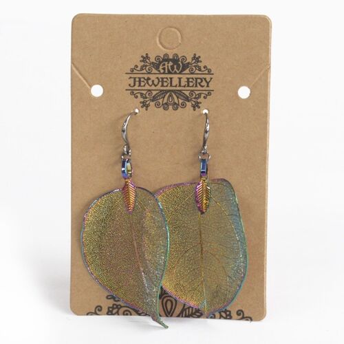 POT-13C - Earrings - Bravery Leaf - Multicoloured - Sold in 1x unit/s per outer