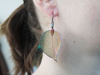 POT-13B - Boucles d'oreilles - Feuille de bravoure - Or - Vendu en 1x unité/s par extérieur 6