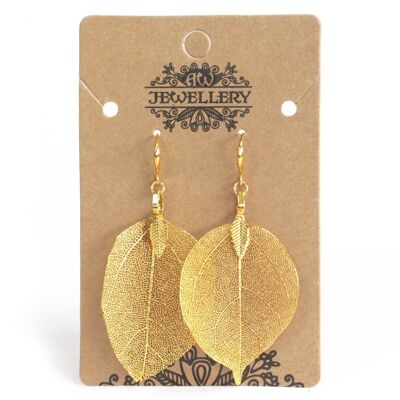 POT-13B - Earrings - Bravery Leaf - Gold - Sold in 1x unit/s per outer