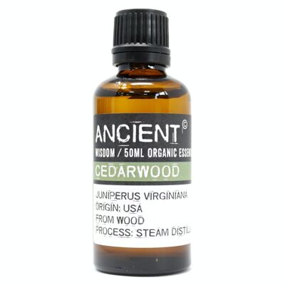 PreOrg-17 - Cedarwood Organic Essential Oil 50ml - Sold in 1x unit/s per outer