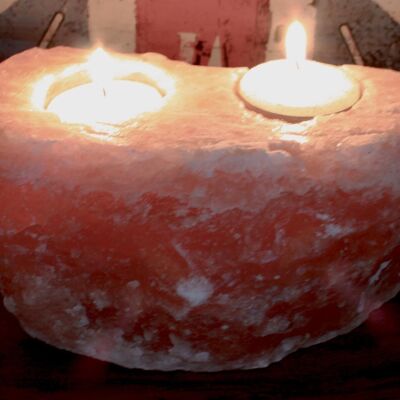 QSalt-44 - Natural Salt Candle Holder - 2 holes - Sold in 1x unit/s per outer