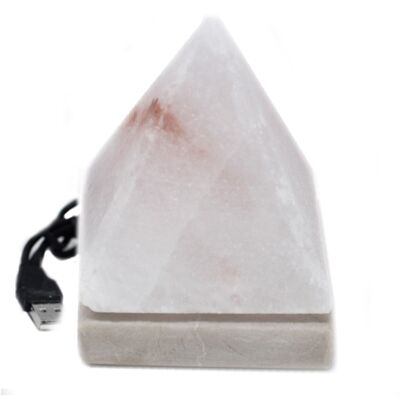Qsalt-65N - Quality USB Pyramid WHITE Salt Lamp - 9 cm (multi) - Sold in 1x unit/s per outer