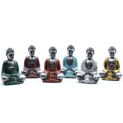 RBud-02 – Silberner Mini-Buddha (verschiedene Farben) – Verkauft in 6 Einheiten pro Außenhülle