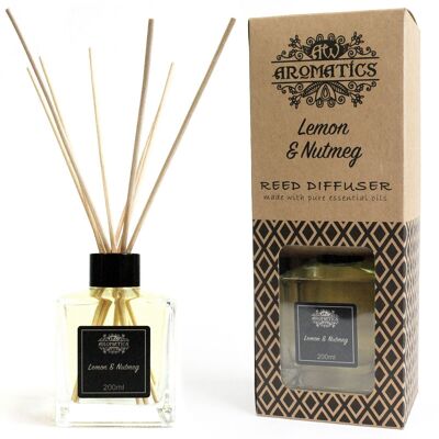 RDEO-02 - 200ml Lemon & Nutmeg Essential Oil Reed Diffuser - Sold in 1x unit/s per outer