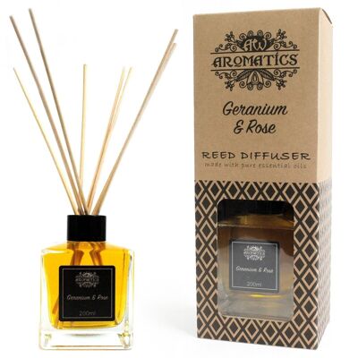 RDEO-10 - 200ml Geranium & Rose Essential Oil Reed Diffuser - Sold in 1x unit/s per outer