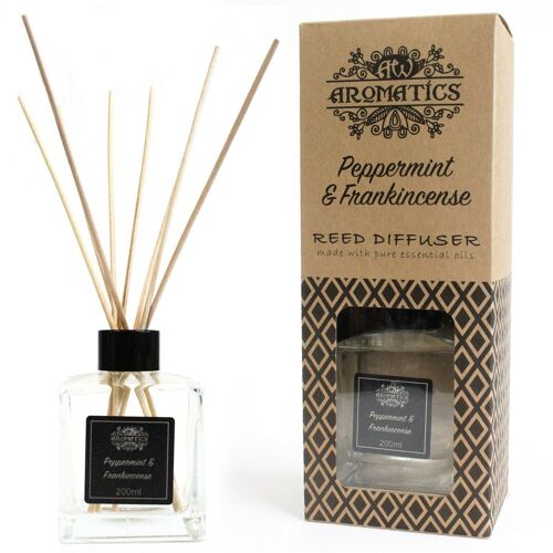 RDEO-12 - 200ml Peppermint & Frankincense Essential Oil Reed Diffuser - Sold in 1x unit/s per outer