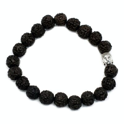 Rudr-04 - Rudraksha Buddah Bangle Mala - Noir - Vendu en 6x unité/s par extérieur