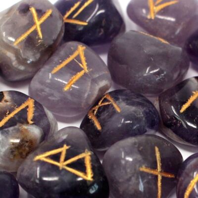 Rune-35 - Ensemble de pierres runiques dans une pochette - Améthyste - Vendu en 1x unité/s par extérieur