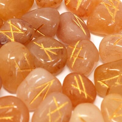 Rune-38 - Runes Stone Set in Pouch- Yellow Aventurine - Sold in 1x unit/s per outer