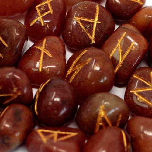 Rune-39 - Runes Stone Set in Pouch- Red Aventurine - Sold in 1x unit/s per outer