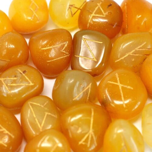 Rune-40 - Runes Stone Set in Pouch- Yellow Onyx - Sold in 1x unit/s per outer
