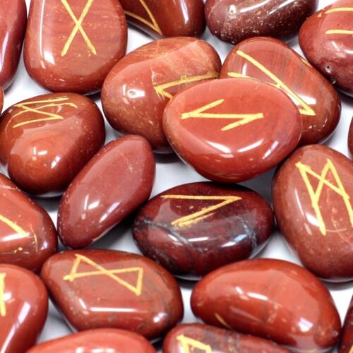 Rune-42 - Runes Stone Set in Pouch - Red Jasper - Sold in 1x unit/s per outer