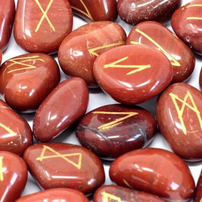 Rune-42 - Juego de piedras rúnicas en bolsa - Jaspe rojo - Se vende en 1 unidad/es por exterior