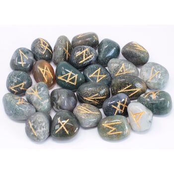 Rune-46 - Runes Stone Set in Pouch - Moss Agate - Vendu en 1x unité/s par extérieur 5