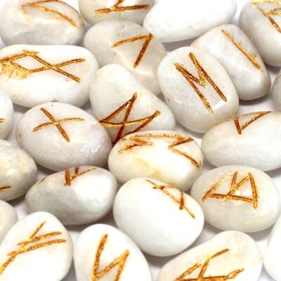 Rune-47 - Runes Stone Set in Pouch - White Agate - Sold in 1x unit/s per outer