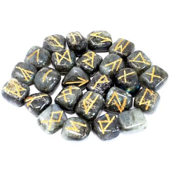 Rune-50 - Runes Stone Set in Pouch - Labradorite - Vendu en 1x unité/s par extérieur 5