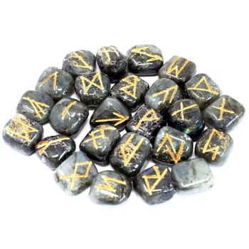 Rune-50 - Runes Stone Set in Pouch - Labradorite - Vendu en 1x unité/s par extérieur 2