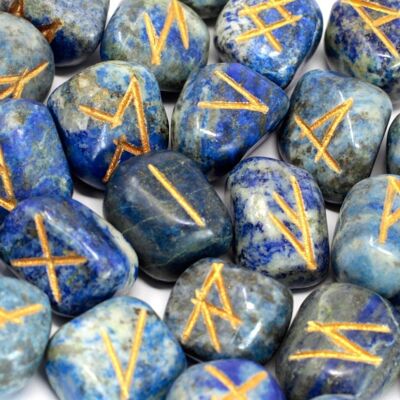 Rune-49 - Juego de piedras rúnicas en bolsa - Lapislázuli - Se vende en 1 unidad/es por exterior