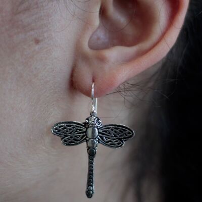 SAnE-01 - Silver Earrings - Dragonflies - Sold in 1x unit/s per outer