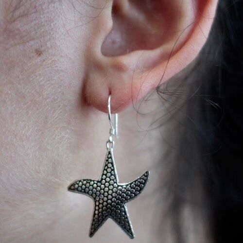 SAnE-02 - Silver Earrings - Star Fish - Sold in 1x unit/s per outer