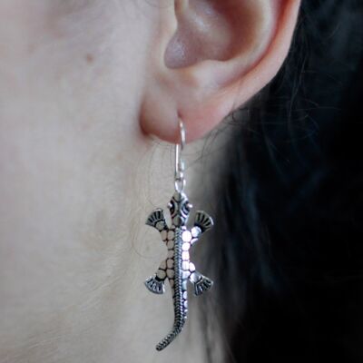 SAnE-04 - Silver Earrings - Lizards - Sold in 1x unit/s per outer