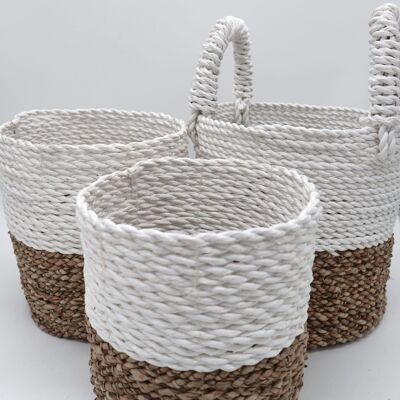 SBS-01 - Set of 3 Seagrass Basket Set - Natural White - Sold in 1x unit/s per outer