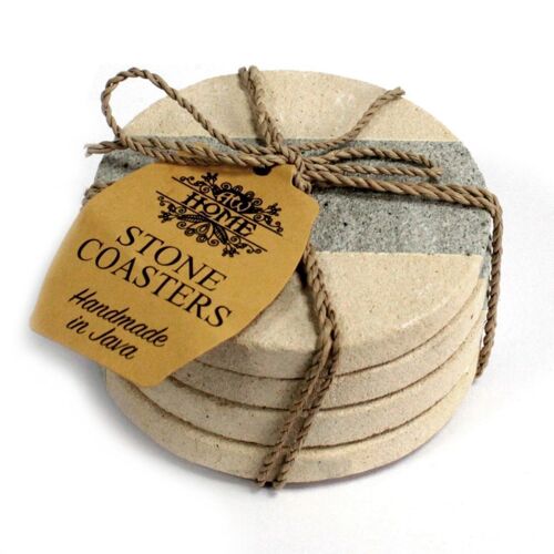 SCS-02 - Set of 4 Stone Coasters - Round - Stripe - Sold in 3x unit/s per outer