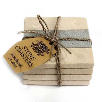 SCS-06 - Set of 4 Stone Coasters - Square - Stripe - Sold in 3x unit/s per outer