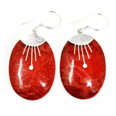 SEar-05 - 925 Silver Earrings - Oval Décor - Sold in 1x unit/s per outer