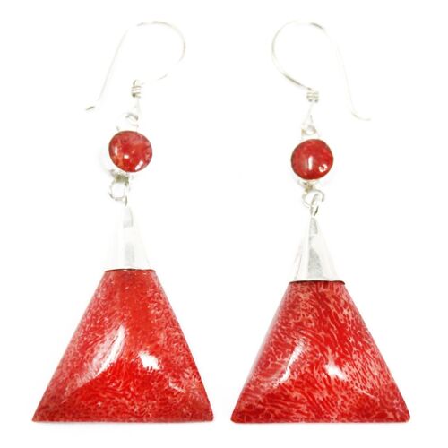 SEar-09 - 925 Silver Earrings - Triangle Double Drop - Sold in 1x unit/s per outer