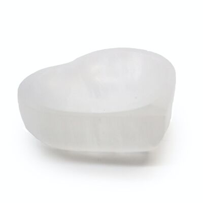 SelB-03 - Selenite Heart Bowl - 10cm - Sold in 1x unit/s per outer