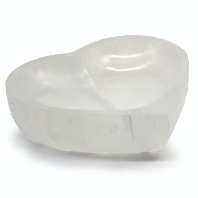 SelB-04 - Selenite Heart Bowl - 15cm - Sold in 1x unit/s per outer