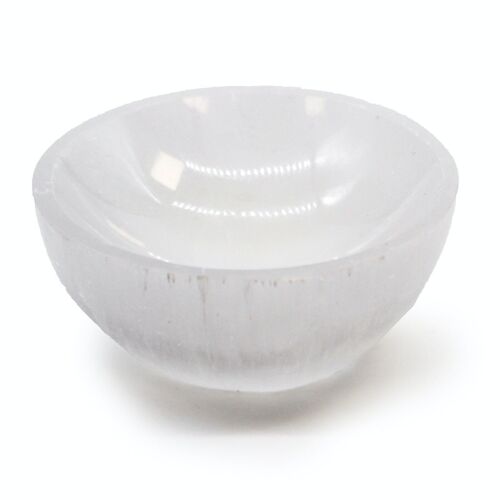 SelB-07 - Selenite Round Bowl - 8cm - Sold in 1x unit/s per outer
