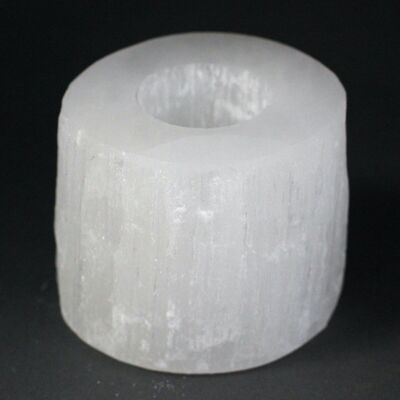 SelCH-02 - Selenite Cylinder Candle Holder - 8 cm - Sold in 1x unit/s per outer