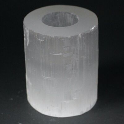 SelCH-03 - Selenite Cylinder Candle Holder - 10 cm - Sold in 1x unit/s per outer