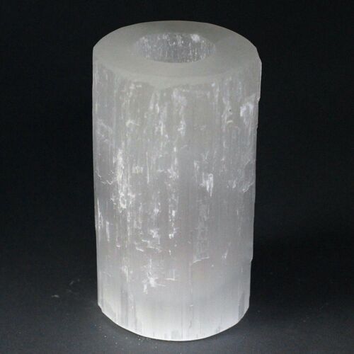 SelCH-04 - Selenite Cylinder Candle Holder - 15 cm - Sold in 1x unit/s per outer