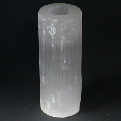 SelCH-05 - Portacandele cilindrico in selenite - 20 cm - Venduto in 1x unità/i per esterno