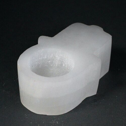 SelCH-09 - Selenite Hamsa Candle Holder - Sold in 1x unit/s per outer