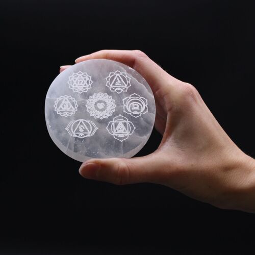 SelCP-01 - Small Charging Plate 8cm - Chakra Design - Sold in 1x unit/s per outer