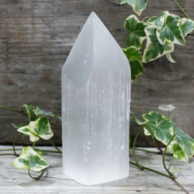 SelT-11 - Selenite Pencil Point Tower - 15 cm - Sold in 1x unit/s per outer