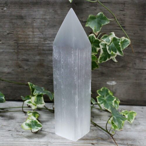 SelT-12 - Selenite Pencil Point Tower - 20 cm - Sold in 1x unit/s per outer