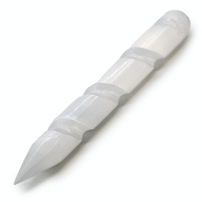 SelW-05 - Selenite Spiral Wands - 16 cm (Point One Ends) - Sold in 1x unit/s per outer