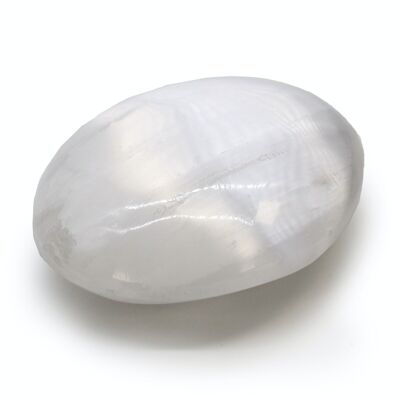 SelW-08 - Selenite Palm Stone - 6.5 cm - Sold in 1x unit/s per outer