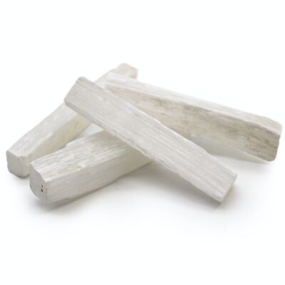 SelW-12 - Selenite Stick Raw Crystal - Pietra naturale 10 cm (4 pollici) - Venduto in 10 unità per esterno