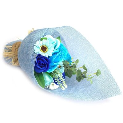 SFB-03 - Bouquet de fleurs de savon sur pied - Bleu - Vendu en 1x unité/s par extérieur