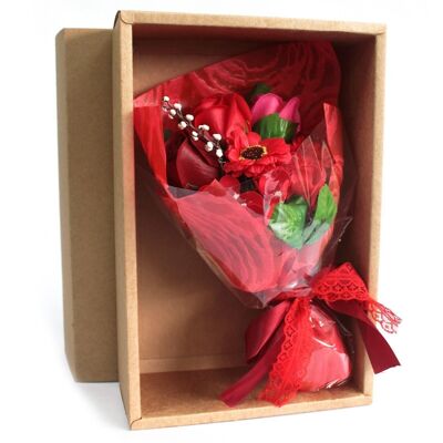 SFB-08 - Boxed Hand Soap Flower Bouquet- Red - Sold in 1x unit/s per outer