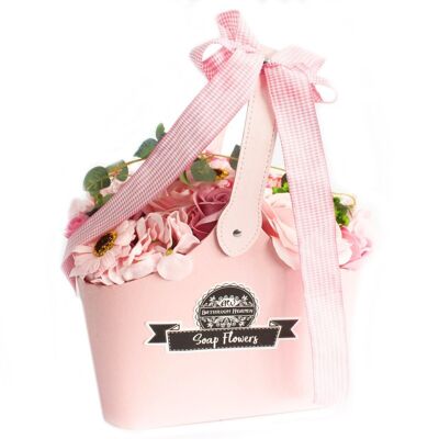 SFB-15 - Basket Soap Flower Bouquet - Pink - Sold in 1x unit/s per outer