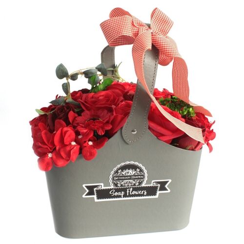 SFB-16 - Basket Soap Flower Bouquet - Red - Sold in 1x unit/s per outer